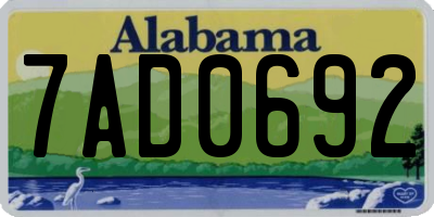 AL license plate 7AD0692