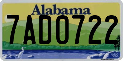 AL license plate 7AD0722