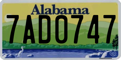 AL license plate 7AD0747