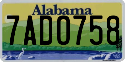 AL license plate 7AD0758