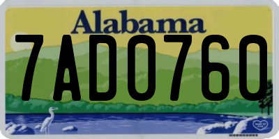 AL license plate 7AD0760