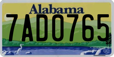 AL license plate 7AD0765