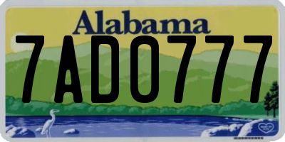 AL license plate 7AD0777