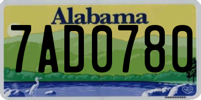 AL license plate 7AD0780
