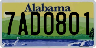 AL license plate 7AD0801