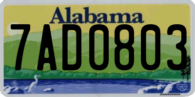 AL license plate 7AD0803