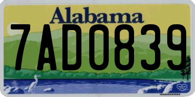 AL license plate 7AD0839