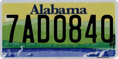 AL license plate 7AD0840