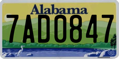 AL license plate 7AD0847