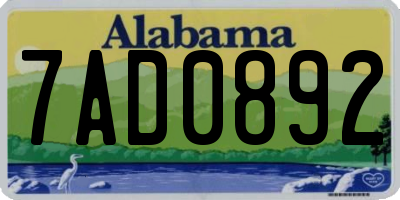 AL license plate 7AD0892