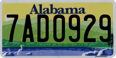 AL license plate 7AD0929
