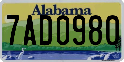 AL license plate 7AD0980