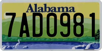 AL license plate 7AD0981