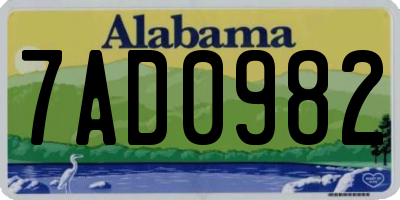 AL license plate 7AD0982