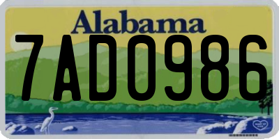 AL license plate 7AD0986