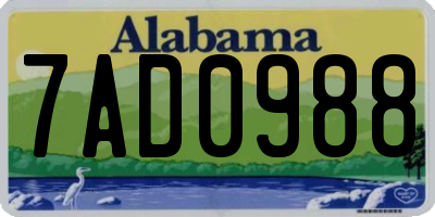 AL license plate 7AD0988