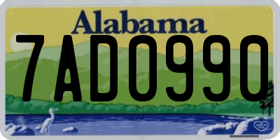 AL license plate 7AD0990