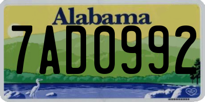AL license plate 7AD0992