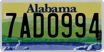 AL license plate 7AD0994