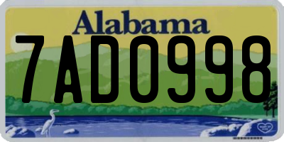 AL license plate 7AD0998