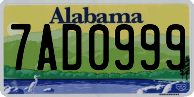 AL license plate 7AD0999