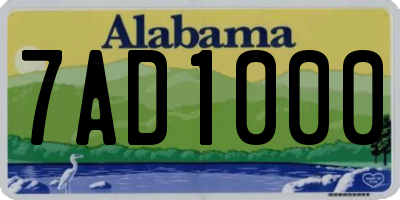 AL license plate 7AD1000