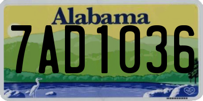 AL license plate 7AD1036