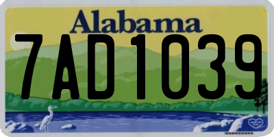 AL license plate 7AD1039
