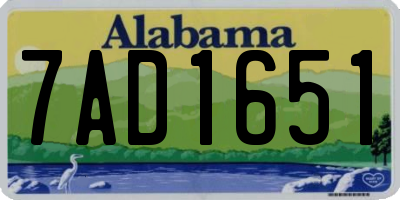 AL license plate 7AD1651