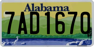 AL license plate 7AD1670