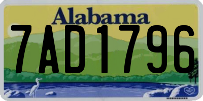 AL license plate 7AD1796