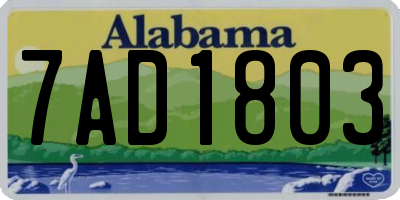 AL license plate 7AD1803