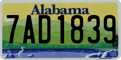 AL license plate 7AD1839