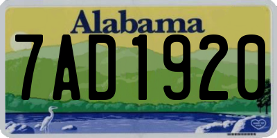 AL license plate 7AD1920