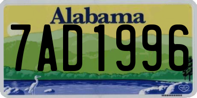AL license plate 7AD1996