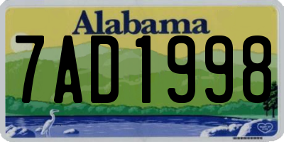 AL license plate 7AD1998