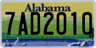 AL license plate 7AD2010