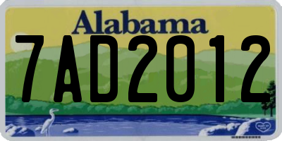AL license plate 7AD2012