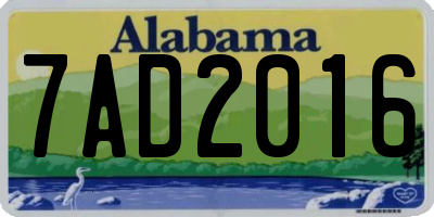 AL license plate 7AD2016