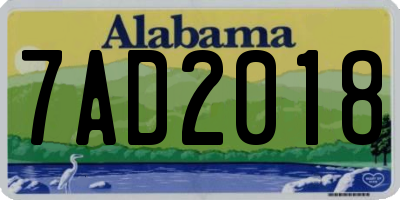 AL license plate 7AD2018
