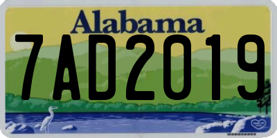 AL license plate 7AD2019