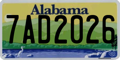 AL license plate 7AD2026
