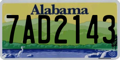 AL license plate 7AD2143