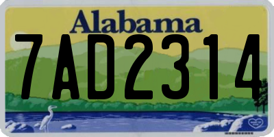 AL license plate 7AD2314
