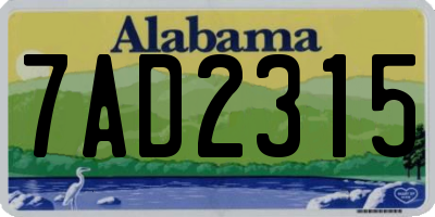 AL license plate 7AD2315