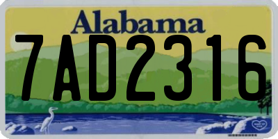 AL license plate 7AD2316