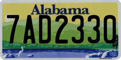 AL license plate 7AD2330