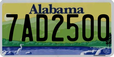 AL license plate 7AD2500