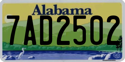 AL license plate 7AD2502