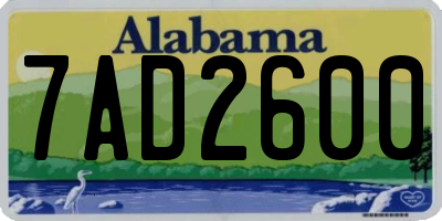 AL license plate 7AD2600